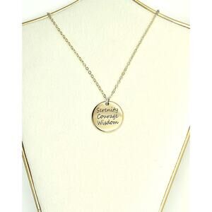 Serenity Prayer Necklace Courage Wisdom 12 Step AA NA Recovery Gold-Plated